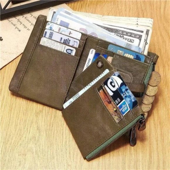 New Chain Wallet Genuine Leather Green - Picture 4 of 7